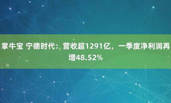 掌牛宝 宁德时代：营收超1291亿，一季度净利润再增48.52%