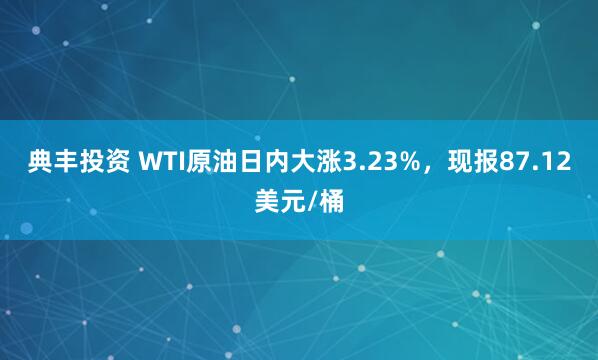 典丰投资 WTI原油日内大涨3.23%，现报87.12美元/桶